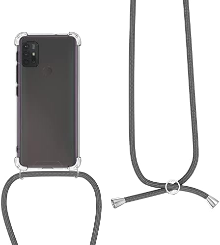 CWMobile Crossbody Case компатибилен со Motorola Moto G30 / Moto G20 / Moto G10 Case - Clear TPU телефонски покритие w / лента за лента за лента - транспарентен / сив