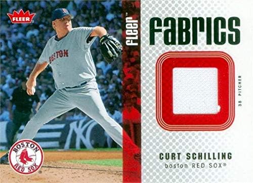 Играч на Curt Schilling, облечен во бејзбол картичка Jerseyерси Печ 2006 Флеер ткаенини ffcs - MLB игра користена дресови