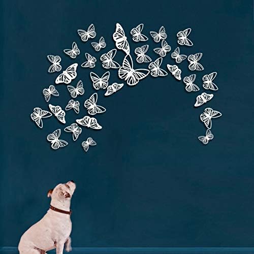 Пинкблум бели пеперутки украси 3Д пеперутки wallидни уметнички декорации налепници DIY отстранлив хартија бисер пеперутка за детска соба дневна соба расадник спална