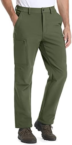 Машки за пешачки панталони Магкомен, руно, наредени водоотпорни панталони за зимски снег, мека школка на отворено работни панталони со 5 џебови