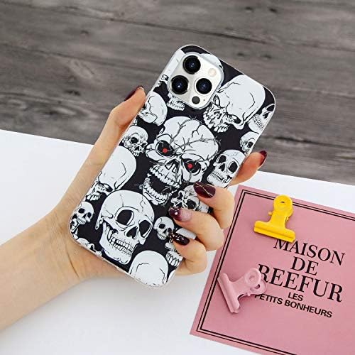 Luvi за iPhone 12/iPhone 12 Pro Case Glow in the Dark Skull Noctilucent Darkence Fluorescents Заштитно покритие јасно ултра