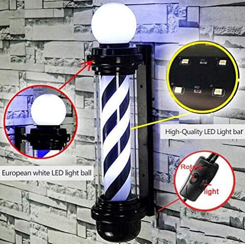 LED-трепкање на Muteiki Barber Pole, LED знак на берберница, ротирачки и осветлен со горната ламба за шпедиција за фризерски