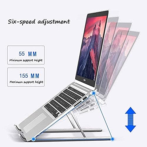 Qiyuds laptop Stand, ергономски алуминиумски лаптоп компјутерски штанд, 6-брзински избор на слободен висина, шуплив дизајн,