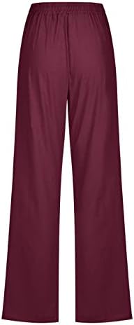 Женски плус големина широки панталони за нозе 2023 трендовски бели постелнини панталони еластични панталони половината пантолони панталони