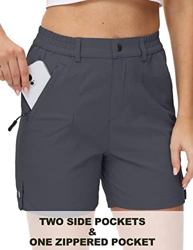Hartpporенски женски голф шорцеви Брзо суво истегнување 5 инчи обични летни шорцеви со џебови отпорни на вода