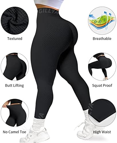 Gillya Butt Lift Yoga панталони Беспрекорни искривени хеланки за задник, кревање текстуран анти-целулит плен за кревање Tik