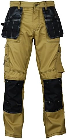 Панталони за градежни панталони Фашио, столарни алатка за алатки џебови Кордура колено армирано работно носење панталони безбедносни панталони