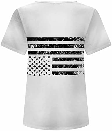 4 -ти јули кошули за жени Ден на независност Патриотска маичка со кратки ракави со кратки ракави, starвезда со празник за празници за печатење
