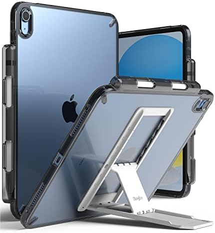 Ringke Fusion & Intiment [Case + Stand] Комбо компатибилен со iPad 10 -та генерација 10.9 '' случај, чиста заштитна обвивка за шок -отпорен со прилагодлива таблета за кик -таблети - чад црна