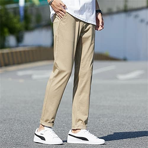 Машки основни стрии чино панталони класичен отпорен на брчки директно вклопување, панталони за голф, мек рамен предни тенок