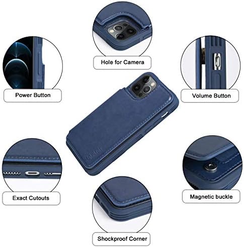 Ar Компатибилен со Iphone 12 Pro Max Случај-Паричник Случај СО Стп Кожни Картички Џебови Назад Флип Капак за iPhone 12 Pro Max
