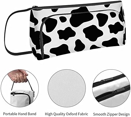Козметичка торба за крава на Никоки за жени, животинско црно бело место на кожата мала торба за шминка за шминка за канцелариски