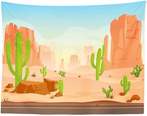 БЕЛЕКО 12х10фт Ткаенина Цртан Филм Пустински Кактус Позадина Дивиот Запад Пустински Пат Песочни Дини Фотографија Позадина Западен
