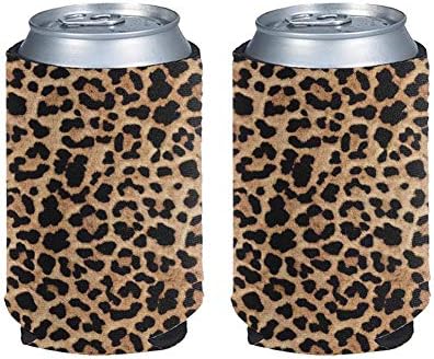 ПРЕГРАТКИ ИДЕЈА Леопард Печатење Тенок Може Ладилник 2 Пакувања Неопренови Тенок Ладилник Ракави за Енергетски Пијалок &засилувач;