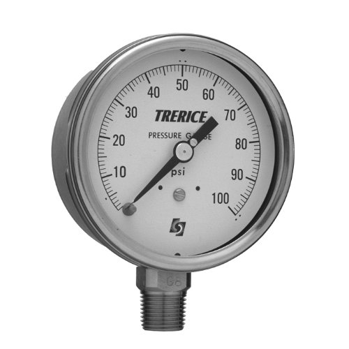 Trerice 700B4002LA160 Индустриски мерач, 4 бирање, 0 до 160 psi, 1/4 NPT месинг врска, пониско монтирање