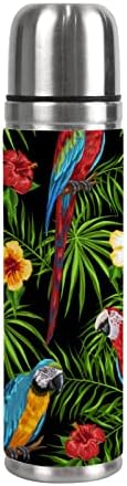 Вантасо шише со вода вакуум колба Папагал Птица цветни цветници тропски животински џунгла двоен wallид изолирана чаша чаша 500
