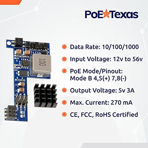 Poe Texas Raspberry Pi Poe Hat Hat PoE Injector - Единечна порта моќ над адаптер за пасивно POE на Етернет
