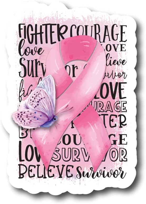 Розова Лента | Борец, Храброст, Преживеан. Месец На Свесност За Рак На Дојка / Одлична Идеја За Подарок|Налепница За Налепници|2