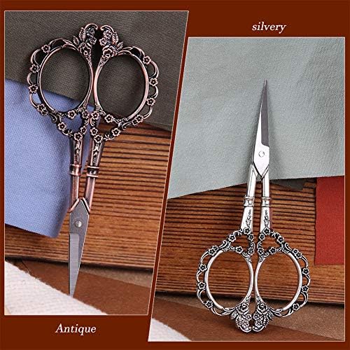 Ножици за везови на бута, пакет од 2 гроздобер европски стил не'рѓосувачки челик цвет цвет цветна шема ножици за игли, мали