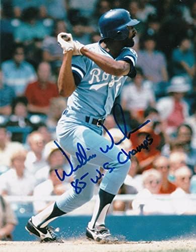 Вили Вилсон Канзас Сити Ројалс 1985 WS Champs акција потпишана 8x10 - Автограмирани фотографии од MLB
