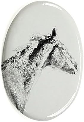 Art Dog Ltd. Thoroughbred, овална надгробна плоча од керамичка плочка со слика на коњ