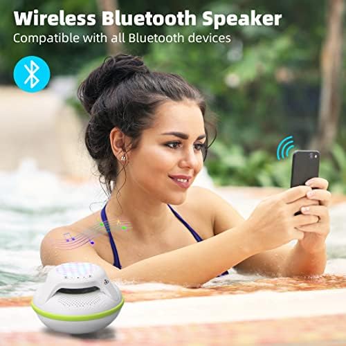 Водоотпорен Bluetooth звучник, Swfoer Shopter Spoter Bluetooth безжичен водоотпорен водоотпорен IPX7 базен што лебди со BT 5.0