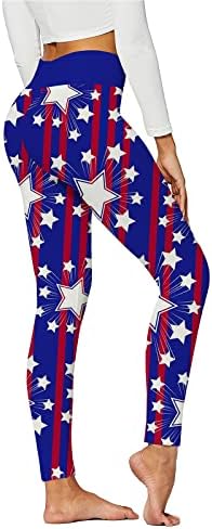Американско знаме Патриотски нозе со високи половини на женски панталони за независност