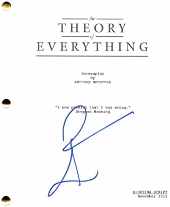 Еди Редмајне ја потпиша автограмот Теорија за сè што е целосна филмска скрипта - мојата недела со Мерилин, Лес Мизерблс, Стивен