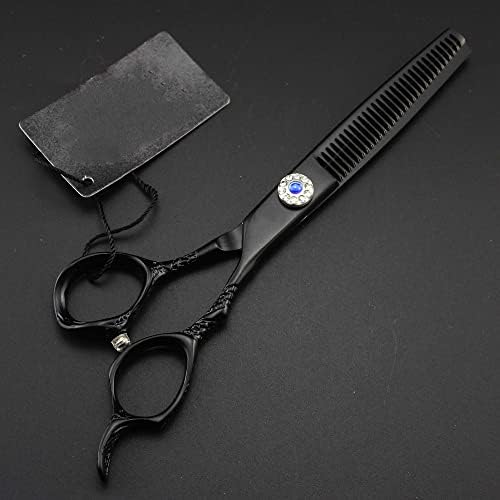 Ножици за сечење коса, 6 инчи Професионална Јапонија 440с Црни Ножици Скапоцени камења ножици за коса разредување на фризури