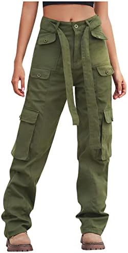 Pantsенски панталони за влечење на карго -пантолони со панталони со низок пораст на панталоните нагоре надолу надолу со права