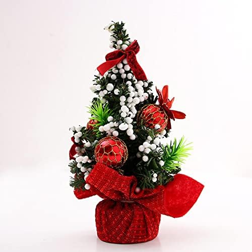 НЦ Мини Елка, Вештачки Божиќни Борови Дрвја Маса Божиќна Елка Божиќни Орнаменти за Украси За Божиќна Трпеза црвено