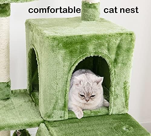 мачка дрво за затворени мачки 53,1 инчи кули за мачки мачки удобни фланели куќи со платформа и гребење на места за големи мачки