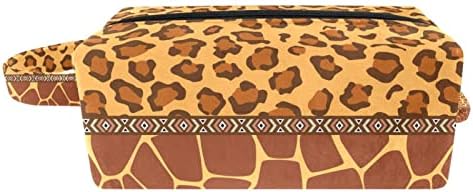 Мала Торба За Шминка, Патент Торбичка Патување Козметички Организатор За Жени и Девојки, Леопард Жирафа Шема Африканско Животно