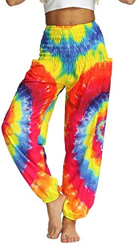Xixiuly женски хипи хареми јога панталони со џебови со високи половини панталони летна плажа