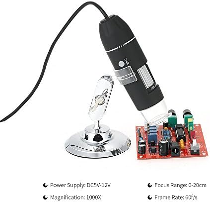 Фестивален преносен AV LED дигитален микроскоп 1000x зголемување со држач Вистински 0,3MP видео камера DC5V-12V