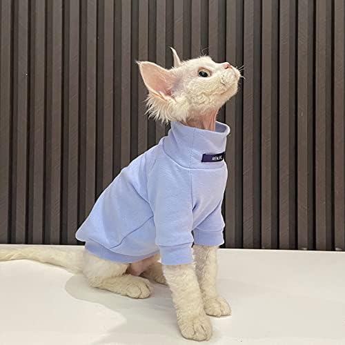 Sphynx мачки кошули за мачки само пролетни летни памучни маици со цврста боја висока јака пуловер мачка мачка облека облека