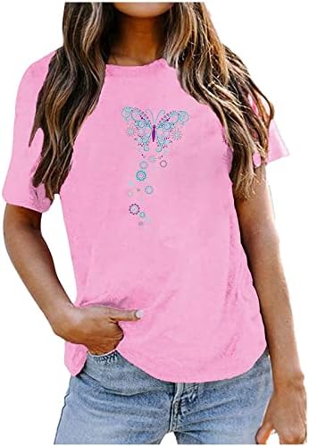 Симпатични маички за тинејџерски девојки со кратки ракави блуза Основна летна туника Врвна женска гроздобер графички графички