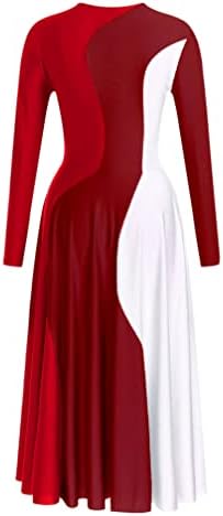 лесен за женски блок во боја со долг ракав, тркалезни фустани за вратот, костим за изведба