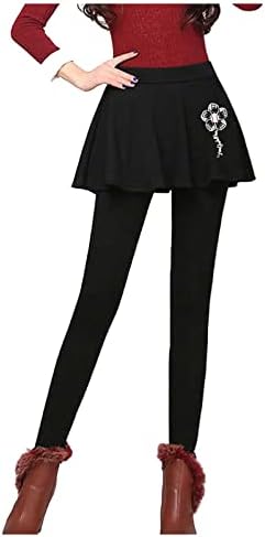 LMSXCT жени руно наредени хеланки со здолниште прицврстено голф здолниште со нозе Зимски тенис здолниште со хеланки