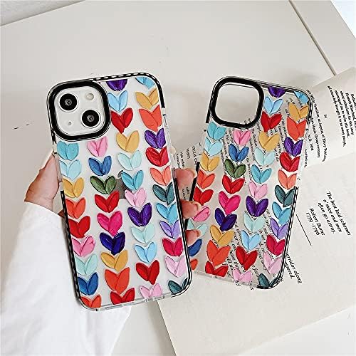 Мода Љубов Срца Јасен Телефон Случај за iPhone 13 6.1 Случај Симпатична Боја Со Вграден Браник Покритие Shockproop Специјална