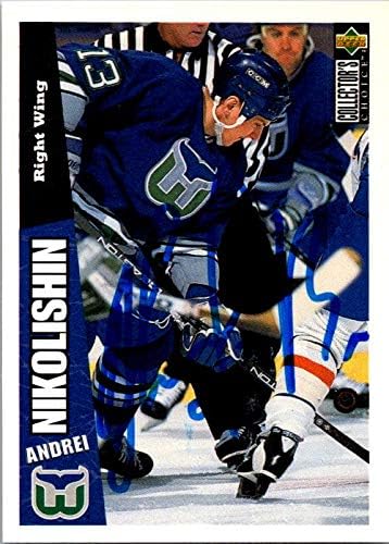 Складиште за автограми 652156 Андреј Николишин автограмирана хокеј картичка - Хартфорд Валдерс, ФТ - 1996 Горна палуба бр.114