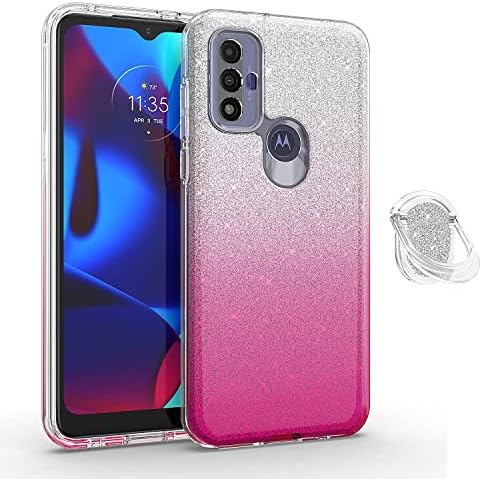 KACHEN FOR Motorola G Pure Case 2021 / Moto G Power 2022 Case, 3 во 1 со Kickstand Hot Pink Graditer Glitter Luxurue Sparkle