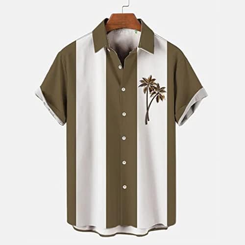 Bmisegm летна машка маица маица 3D дигитално печатење џеб торба лапел кратки ракави кошули маички кошули големи