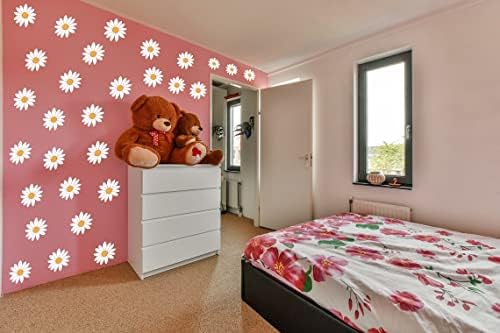 24x Daisy Wall Decals - налепници за украси за бели цвеќиња - Детска девојка расадник цветна декорација - кора од спална соба