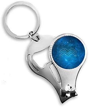 Starry Night Aquarius Zodiac Constellation Nail Nipper Ring Key Clain Clain Clipper Clipper