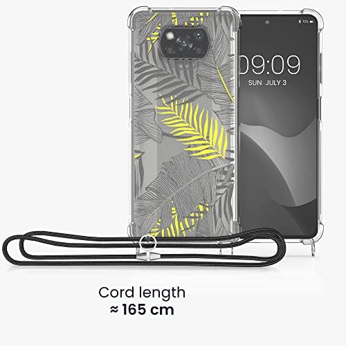 CWMobile Crossbody Case компатибилен со Xiaomi POCO X3 NFC/POCO X3 PRO CASE CASE - Палми лисја жолта/сива/транспарентна
