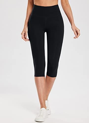 Балаф женски хеланки со должина на коленото со џебови памучни каприс за педали капри јога панталони 17 “