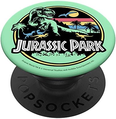 Jurassic Park Retro Color Pop Circle and Stripes сцена popsockets popgrip: заменлива зафат за телефони и таблети