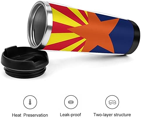 Државно знаме на Аризона, патување со кафе, со капаци изолирани чаши од не'рѓосувачки челик, шише со двојна wallидна вода