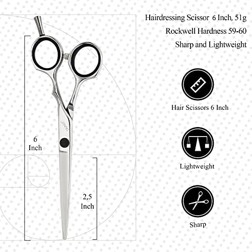 Сет за ножици за коса-Ножици За Сечење Коса 6 Инчи-Разредување На Смолкнување 6 Инчи со 30-В Заби-Ножици За Сечење Коса За Професионалци